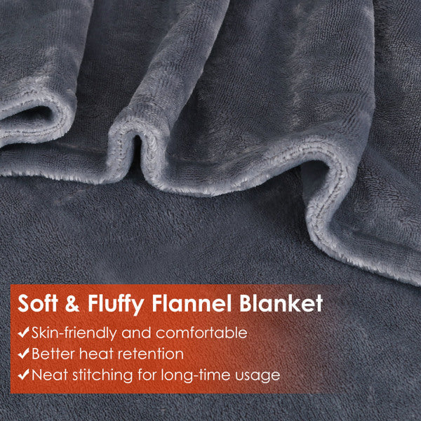 Close view of grey flannel fabric